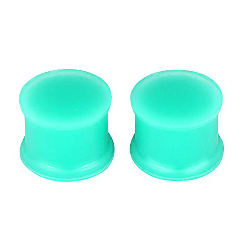 1 Pair Silicone Flexible Thick Ear Flared Plugs Solid Green Tunnel Big Size Ear Gauge Expander Ear Piercing Jewelry 3mm-26mm