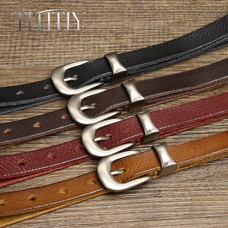 1.8cm New Genuine Leather Cowhide Women's Belt, Versatile Personalized Retro Pin Buckle Jeans Belt Skirt Waistband Korean Trend