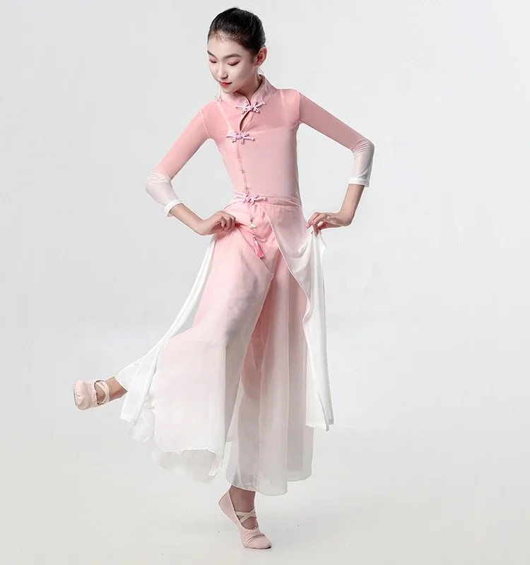

Classical Dance Costumes Country Style Stretch Dance Girls Cheongsam Chinese Dance Practice Costumes Performance Clothing