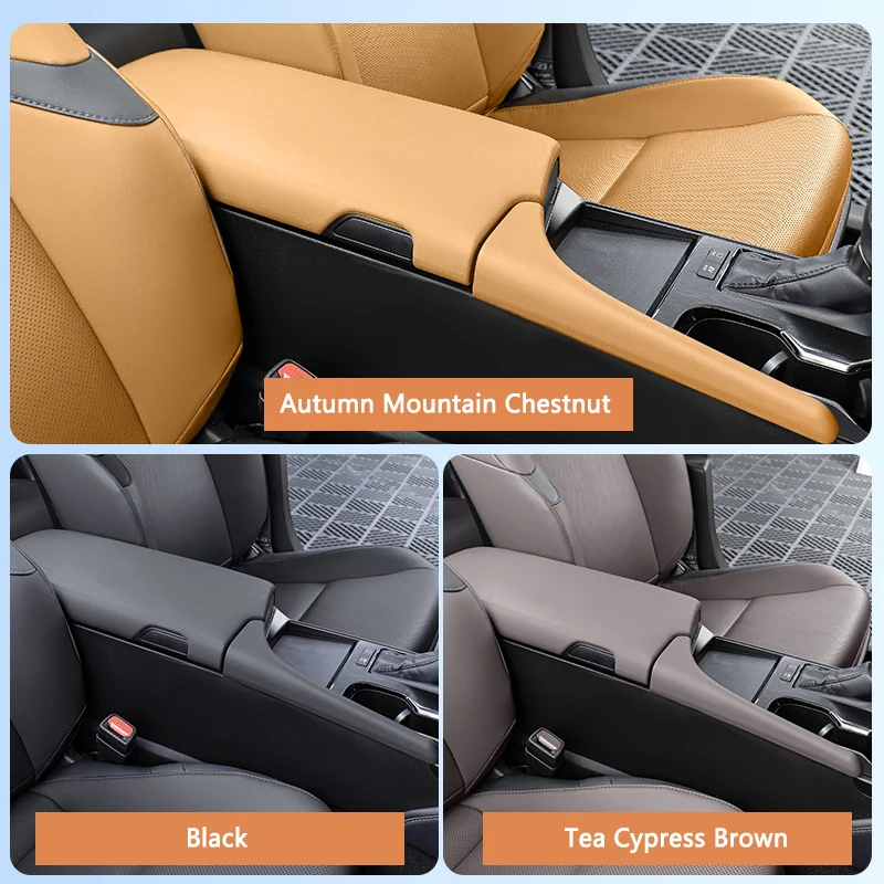 QHCP Car Armrest Box Cover Panel NAPPA Leather Central Console Small Armrest Cover Lid Fit For Lexus ES 18-24 Interior Accessory