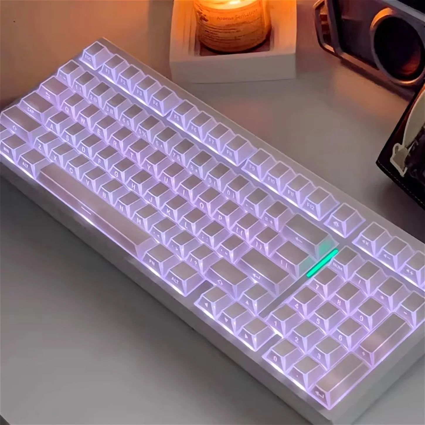 

Персонализированные прозрачные кейкапы Light and Shadow с боковой гравировкой, 134 клавиши, Cherry MX, для механических клавиатур 60/64/84/98/108