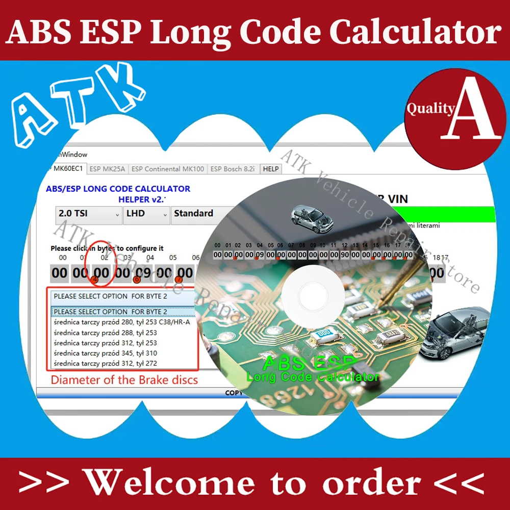 ABS ESP Long Code Calculator easily generates long codes 1K0907379AD 1K0907379AH 1K0907379AJ for Bosch ESP devices 1K0907379AM