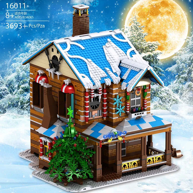 Creative Expert Modular Buildings MOC Christmas House Model 3693PCS with Light Building Blocks Brick Toys for Christmas Day Gift