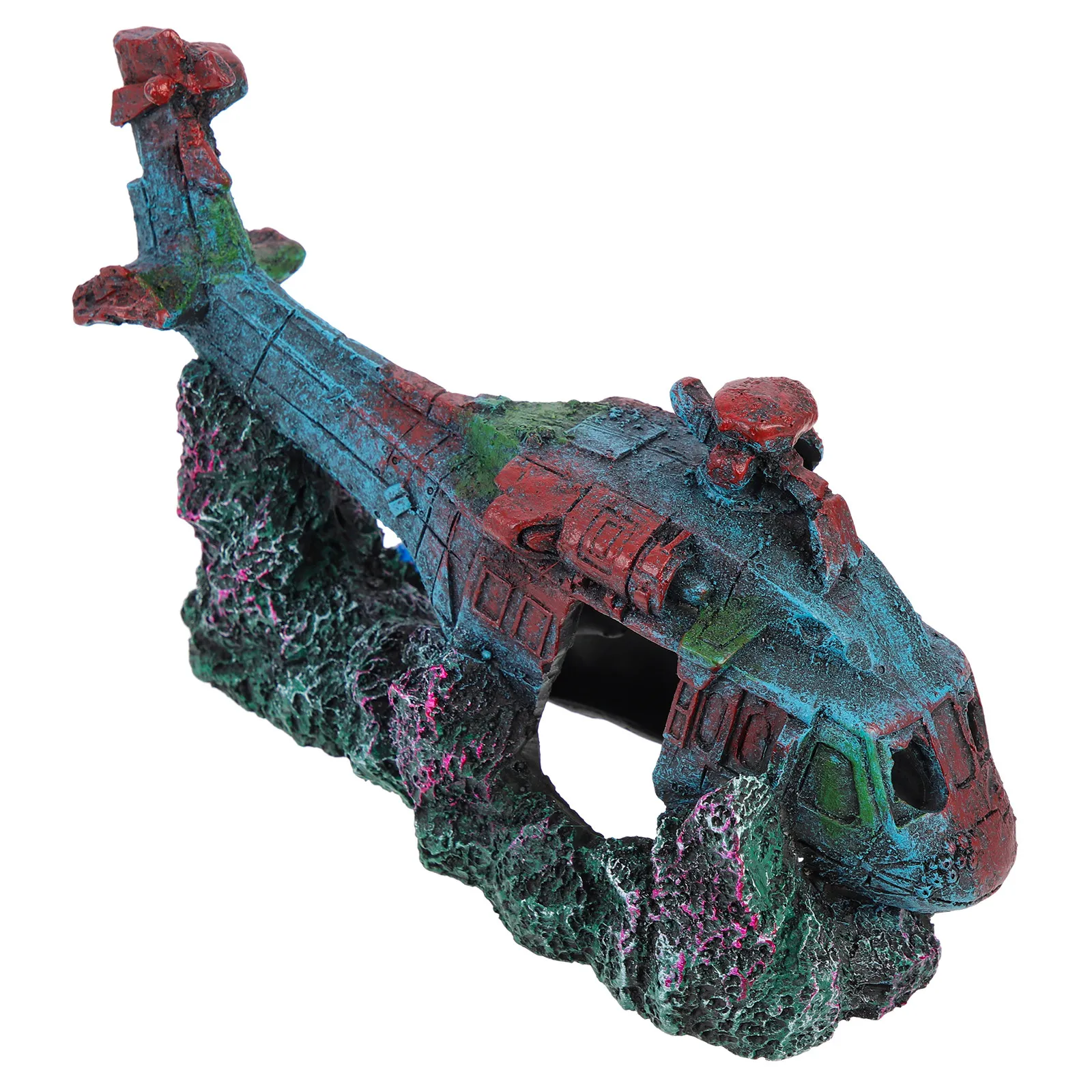 

Прочное декоративное украшение для аквариума в виде обломков истребителя из смолы, реалистичное украшение для аквариума с пористой структурой для укрытия креветок, для пресной воды