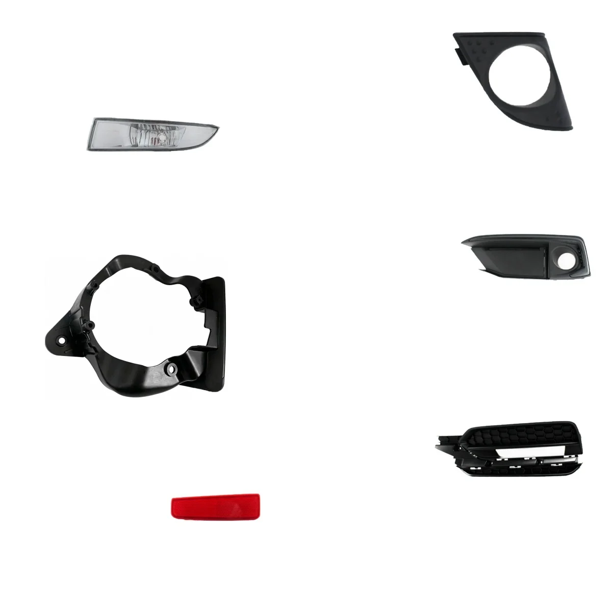 Left decorative strip of front fog lamp Front bumper buffer assembly Front fog lamp cover