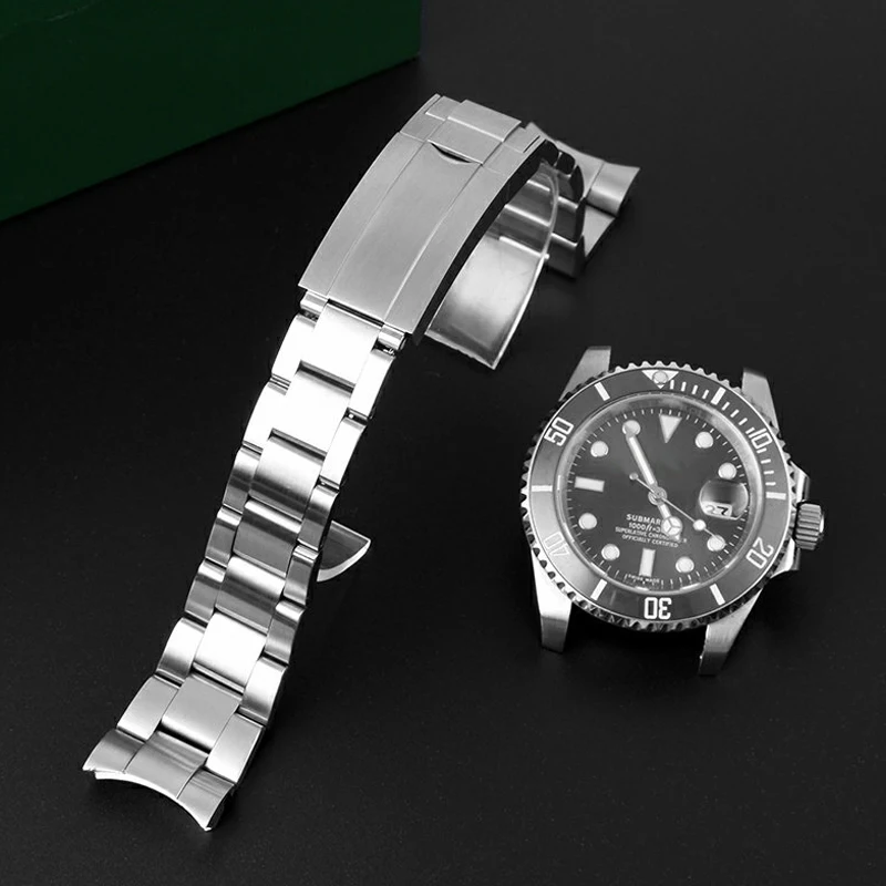 20mm Width 904L Solid Stainless Steel Watch Band Brushed Polished Oyster Bracelet Folding Buckle Glide Lock Clasp FOR RELOX SUB