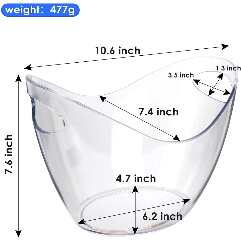 Ведро для льда, ведро для вина, пластиковая емкость объемом 4 литра для напитков и вечеринок, идеально подходит для вина, шампанского, коктейльного бара