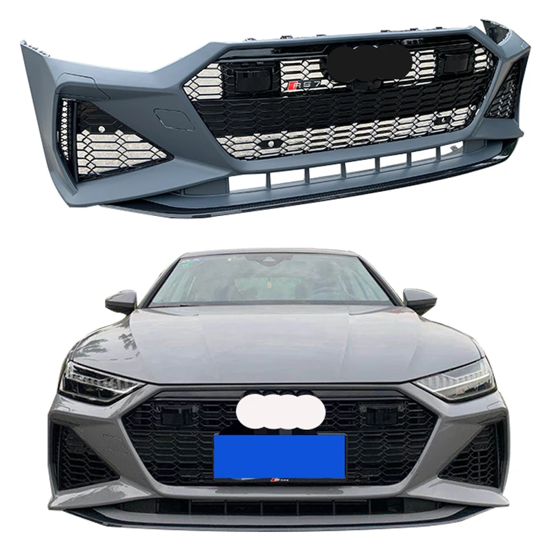 

New Upgrade Auto Parts PP Material Body Kit A7 Refit to RS7 Front Bumper with Grille for Audi A7 2019-2023