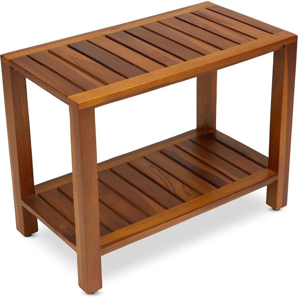 

Teak Shower Bench 24 Inch For Bathroom, Spa - Fully Assembled, The Eske