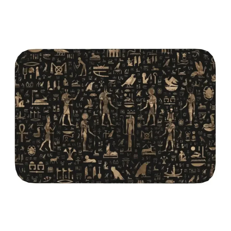 Ancient Egyptian Gods And Hieroglyphs Front Door Mat Anti-Slip Absorbent Ethnic Egypt Doormat Living Room Entrance Rug Carpet