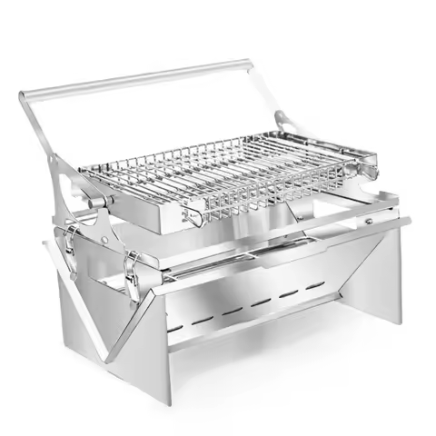 Barbecue grill camping flip device, barbecue grid, can be fully flipped 360 degrees, stainless steel grill, foldable