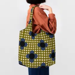 Stampa divertente personalizzata Orla Kiely Prints Polkadot Olive Flower Tote Shopping Bags borsa a tracolla per Shopper in tela durevole