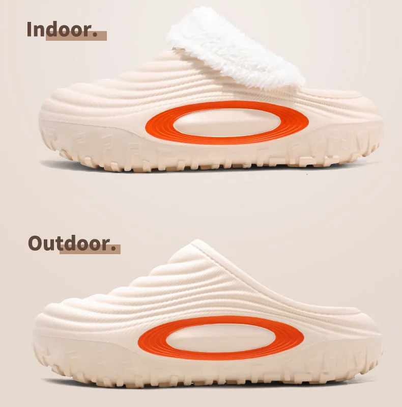 

New Winter Women Cotton Slippers Warm Non-Slip Thick Bottom Slides Soft Waterproof Home Shoes Plush Men Couple Outdoor Slipper