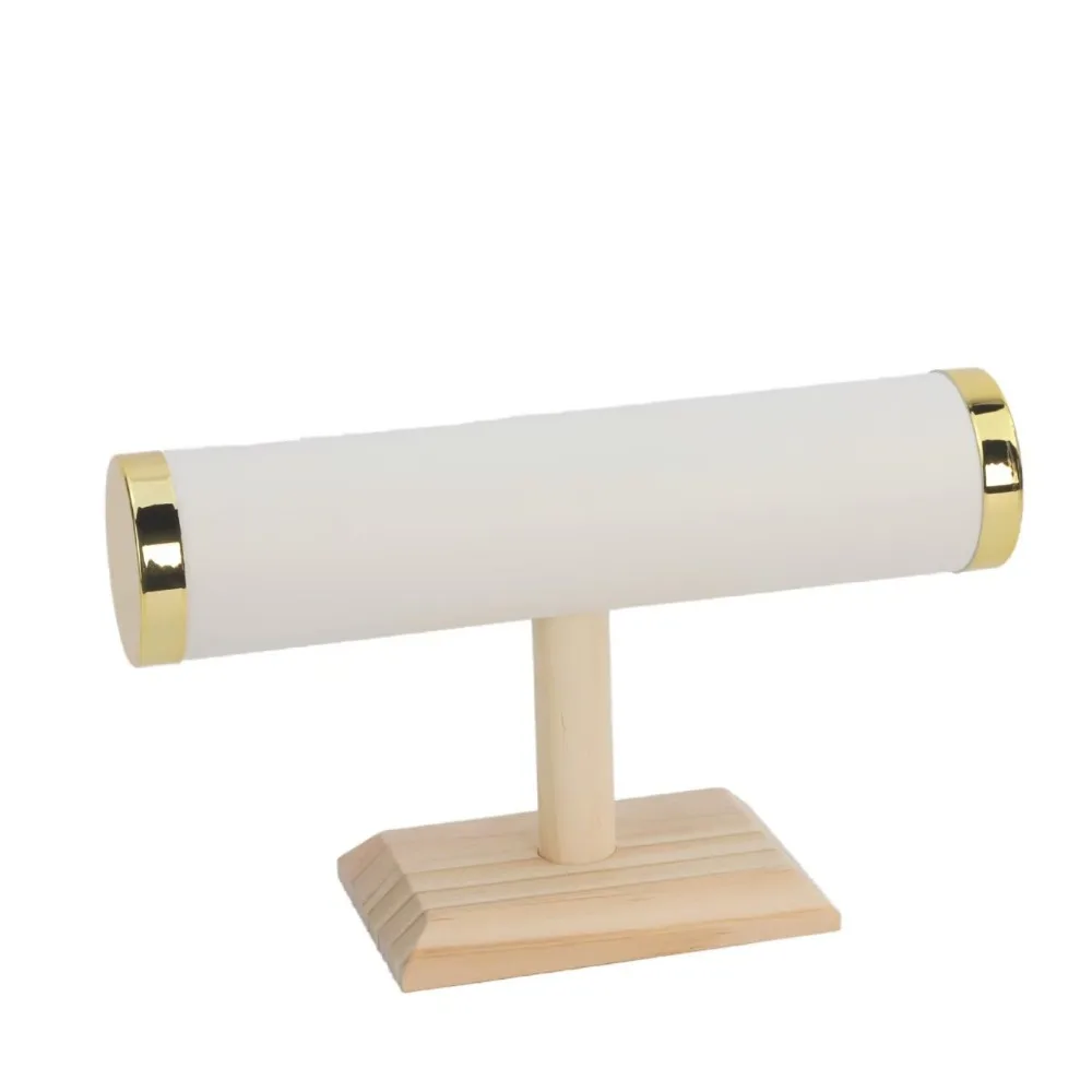 

Luxury T-bar Bracelet Display Stand Wooden Gold Color Jewelry Rack Holder Velvet Organizer Rack Jewelry Storage Stand Home Decor