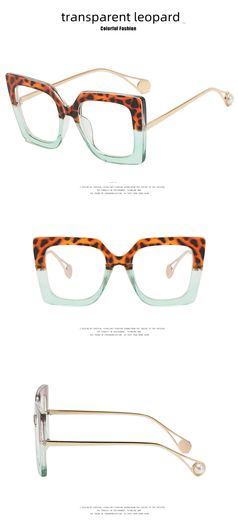 Blaues Licht, individuelle Grad, übergroße Lesebrille, Leopardenmuster, quadratischer Rahmen, klare Rezept, Damenmode, Vergrößerungsbrille – Detail 7