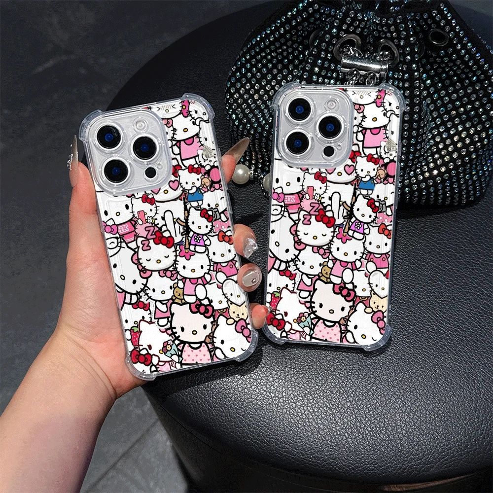 Custodie per cellulari Hello Kitty Cat per iPhone 15 IPhone 16/15/14/13/12/11/x/xs/xs Max Custodia per telefono trasparente per ragazze Regalo Hellokitty