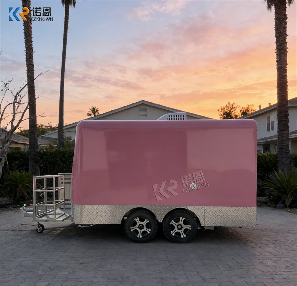 Street Catering Mobile Ice Cream Trailer Urban Coffee Cart Pizza Food Truck Outdoor Snack Food Trailer With Full Kitchen