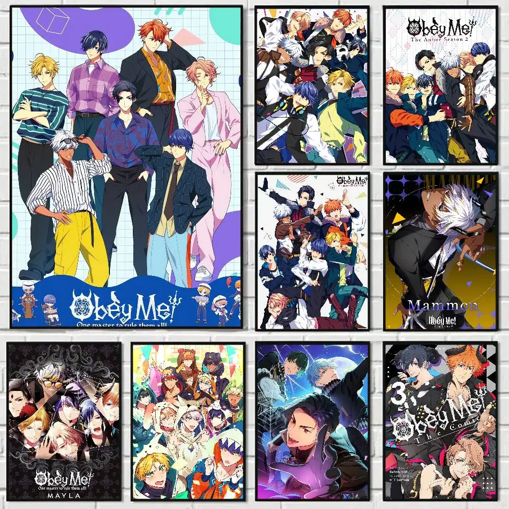 Game Obey Me! Anime Poster Waterproof Wall Art Sticker For Bar Living Room Vintage Room Decor Print Gift