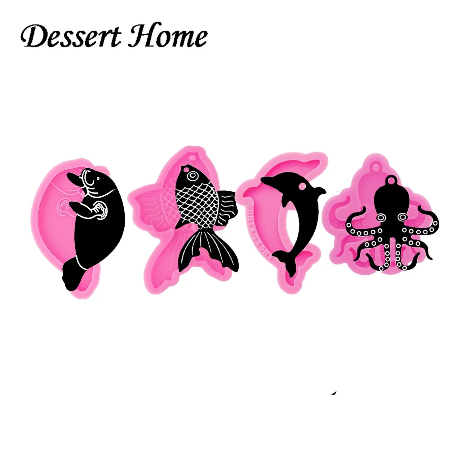 DY0286 Shiny Mini Dolphin Mold DIY Epoxy Resin Molds for Keychain , Sea Lion/Fish/octopus Silicone Mould, Chocolate Cake Molds