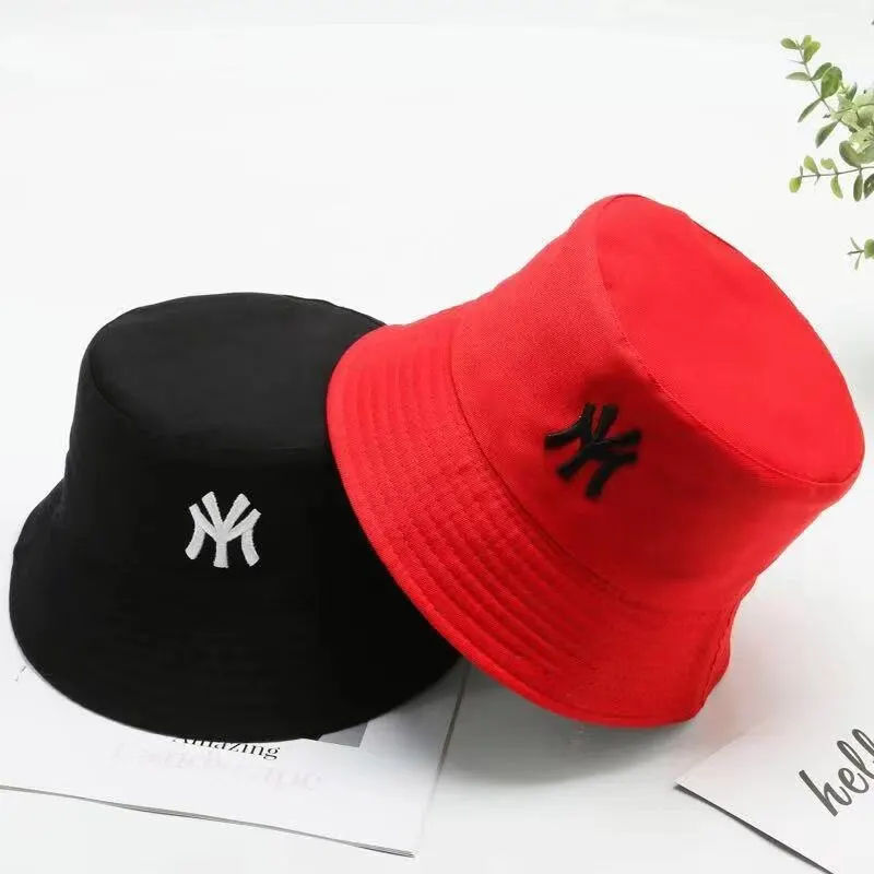 Unisex Letter Embroidery Personality Two-sided Bucket Hats Fishermen Caps Outdoor Casual Cap Sunscreen Hat