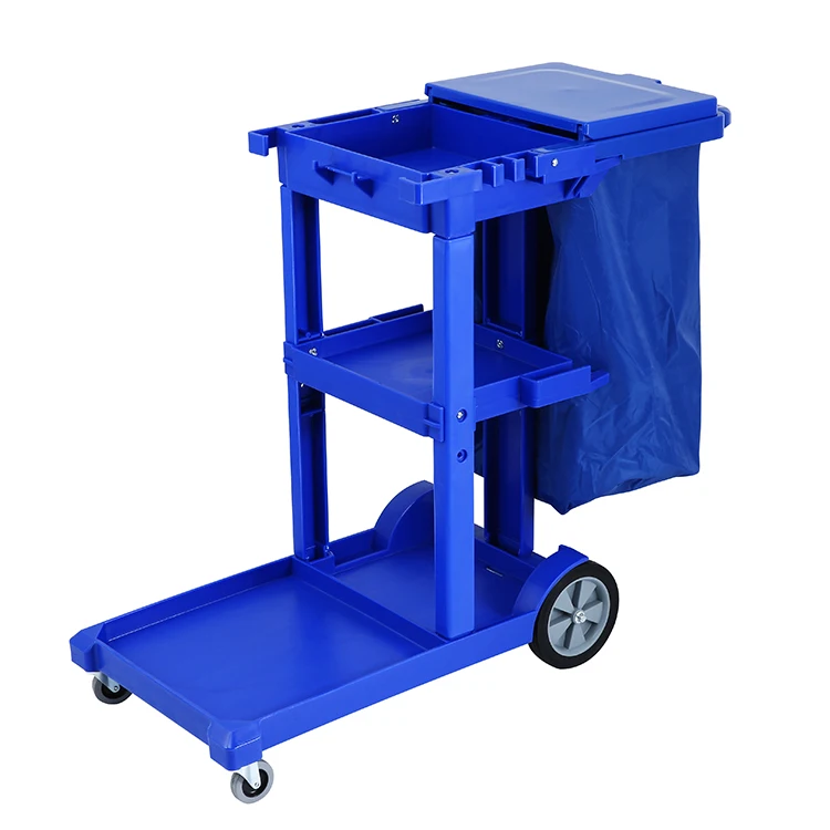 2024 Newest Housekeeping Service Plastic Cleaning Hotel Service Trolley Maid Cart