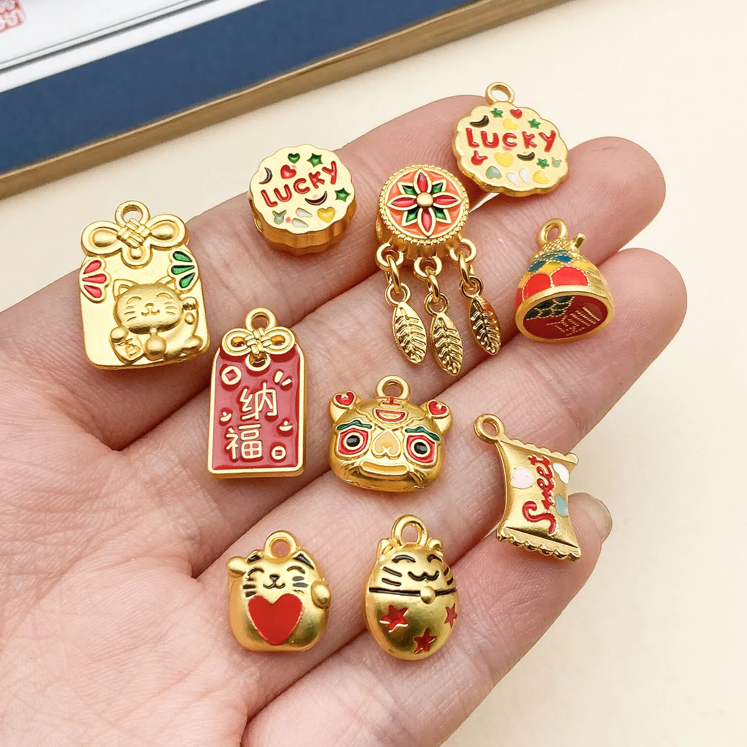 10pcs Gold-plated Metal Charms for DIY Accessories