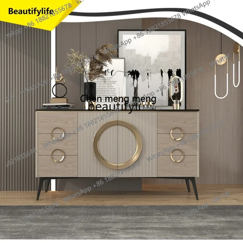 

P178 Light Luxury Sideboard Cabinet Solid Wood Modern Minimalist Living Room High-End Drawer Storage Italian Minimalist