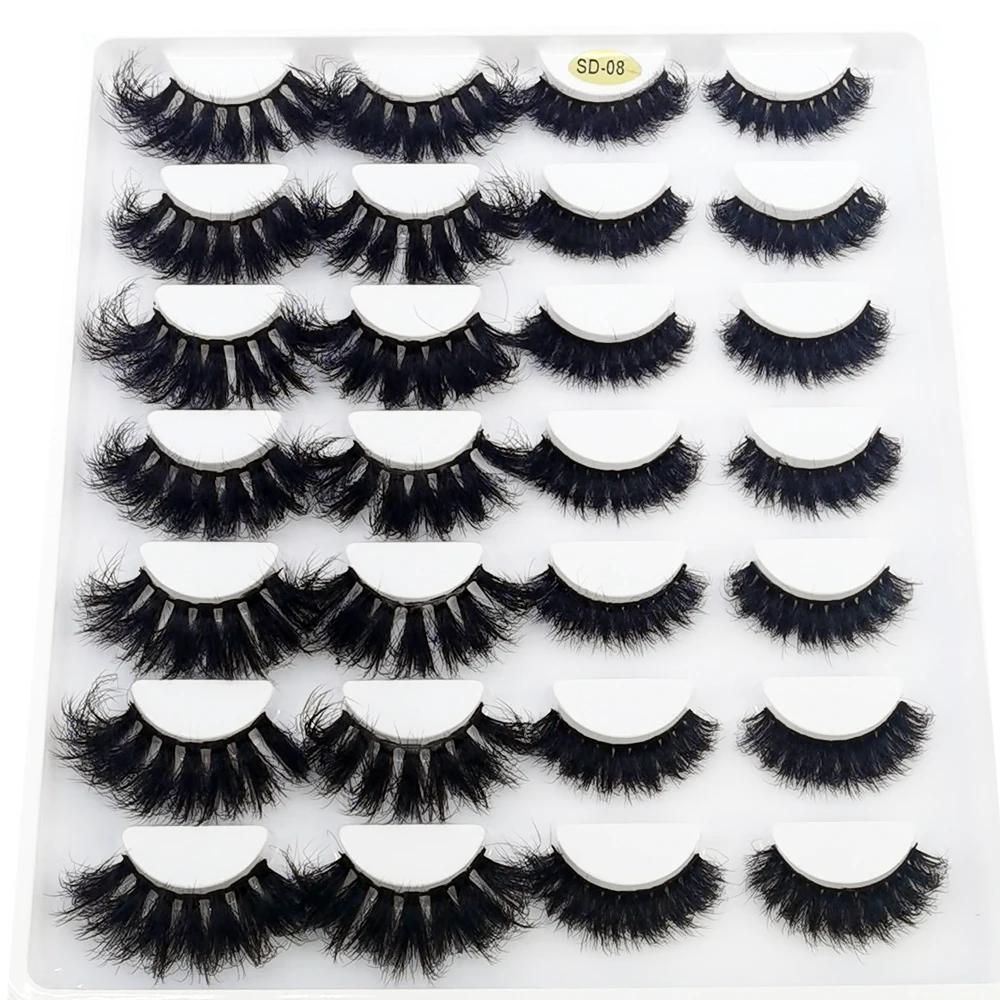 HBZGTLAD 14 Paar Wimpern 25mm Kunstnerz-Wimpern Langanhaltende Flauschige Nerzwimpern Dramatische Volumen-Wimpernverlängerung Dick Lang – Detail 19