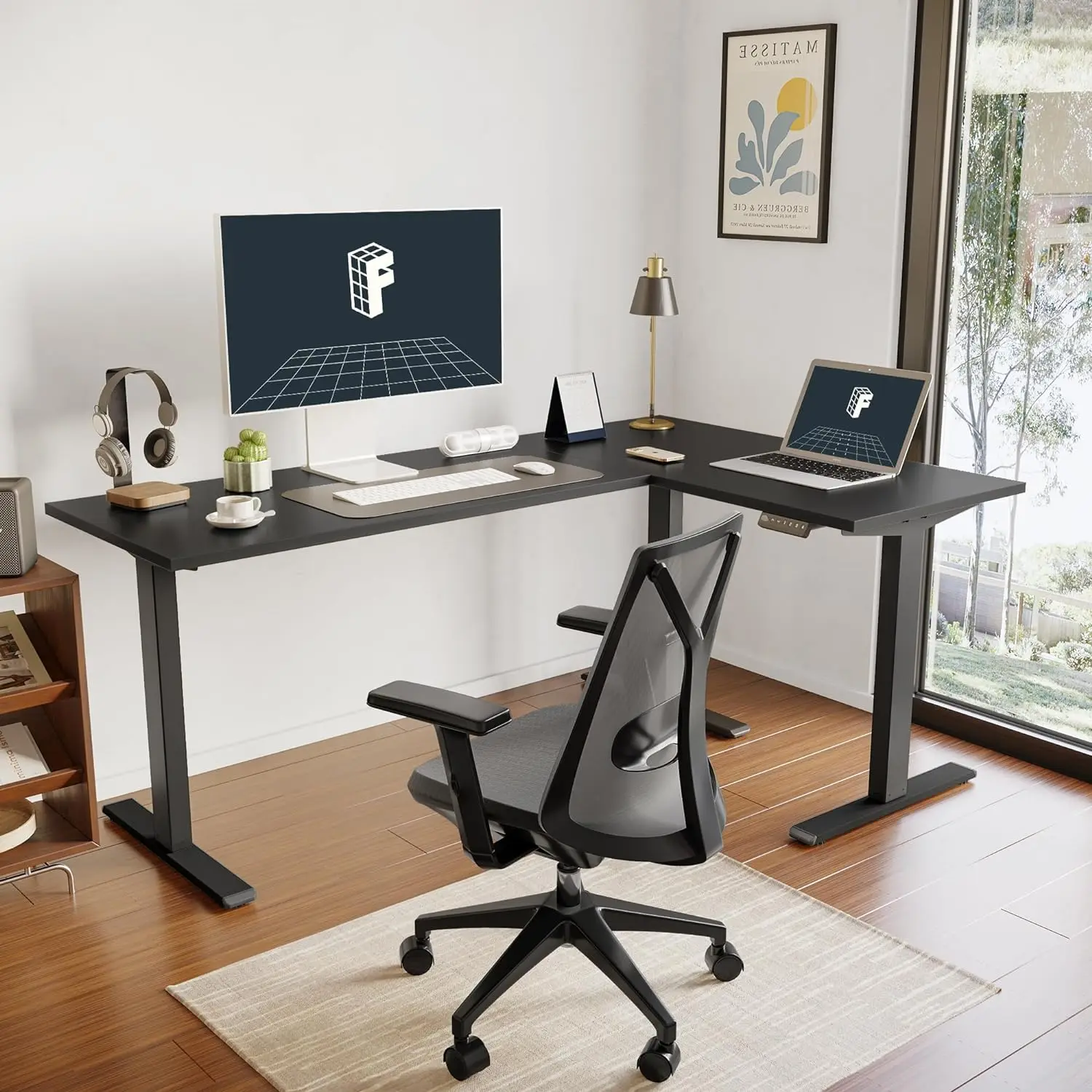 Flexispot 71 Inch L-Shaped Standing Desk, Electric Height Adjustable Desk, Sit Stand Large Corner Desk, Memory Preset