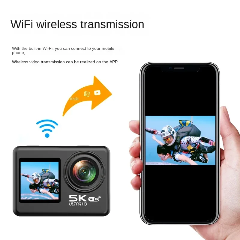 

HD 5k/30 Mini Camera DV Fps Action Camera 2.0 Inch Screen WIFI Remote View Machine Outdoor Cycling And Diving Double 24 Million