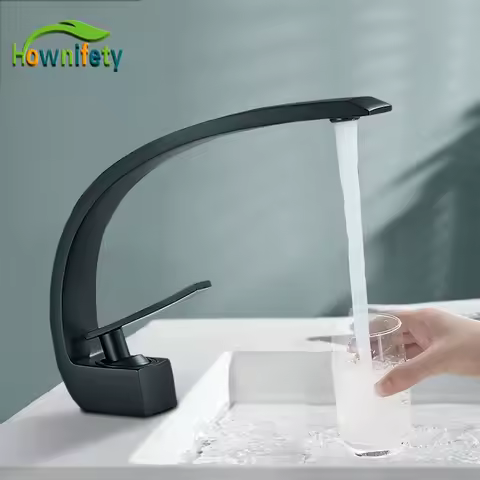 Black Chrome Bathroom Basin Faucet Deck Mount Cold and Hot Water Brass Mixer Tap White/Golden Wash Tapware Curved Faucet