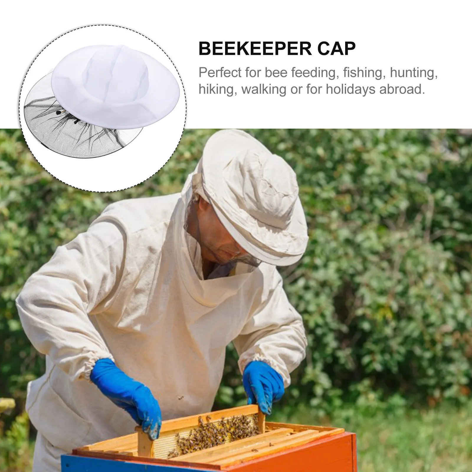 

2Pcs White Beekeeping Veil Hat Durable Breathable Mesh Insect Protection Anti Bite Easy on Supplies