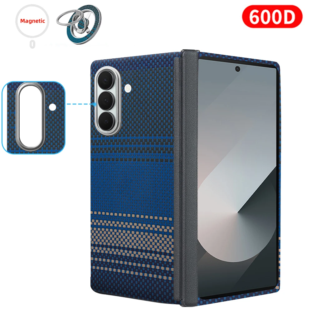 Voor samsung z fold 7 carbon case 600d kevlar aramidevezel magsafe stof ultradunne harde cover magnetische balck Slim light premium