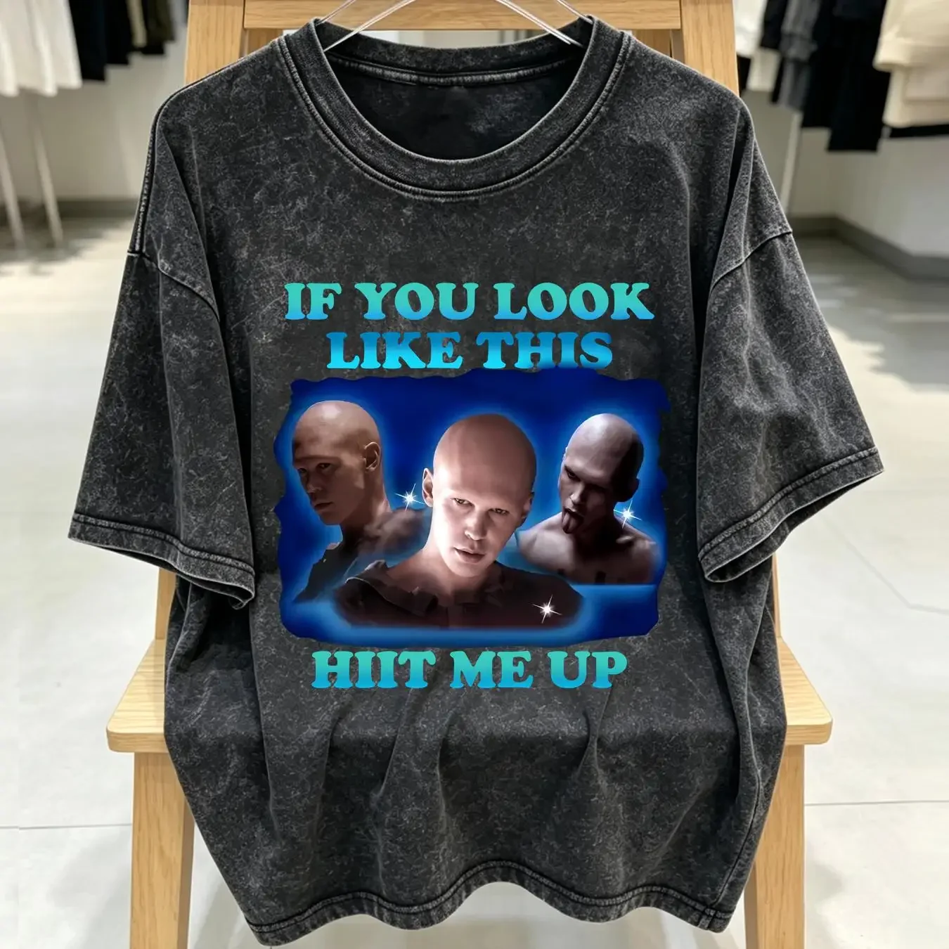 washed T Shirt If You Look Like This Hit Me up Feyd Rautha Austin Butler long or short sleeves vintage Washed Comfortable
