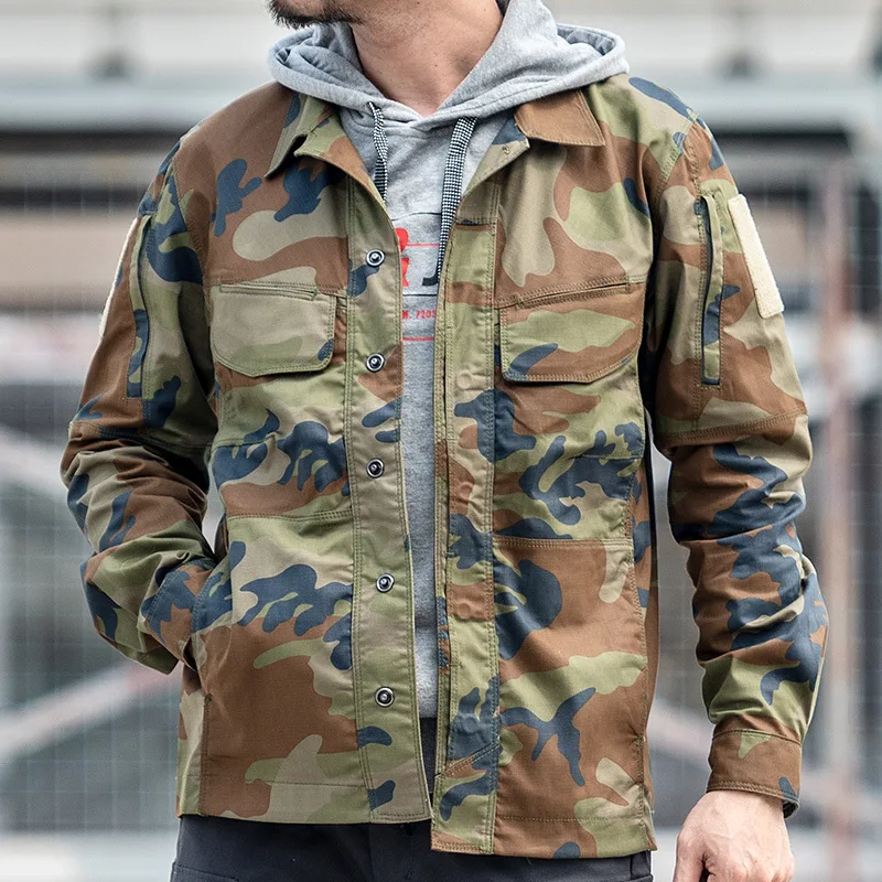 Tactical Jacket Shirt Men\'s Spring Autumn Thin Multi Pockets Work Clothes Field Combat Jackets Military Windbreaker Casual Coat