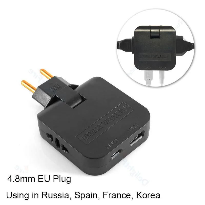 

4 in 1 EU Plug With USB Ports Foldable Exrension Electrical Socket Russia Spain Korea Power Converter Travel Aadapter AC Outlets