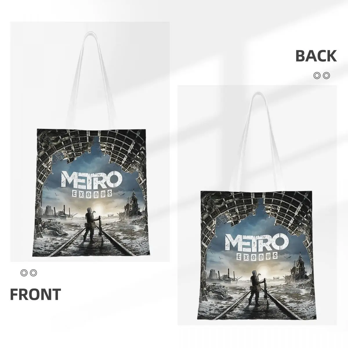 Metro Exodus Shooting Game Gaming Shopping Bags Folding Canvas The Tote Bag Ladies Shoulder Tote Travel Handbag
