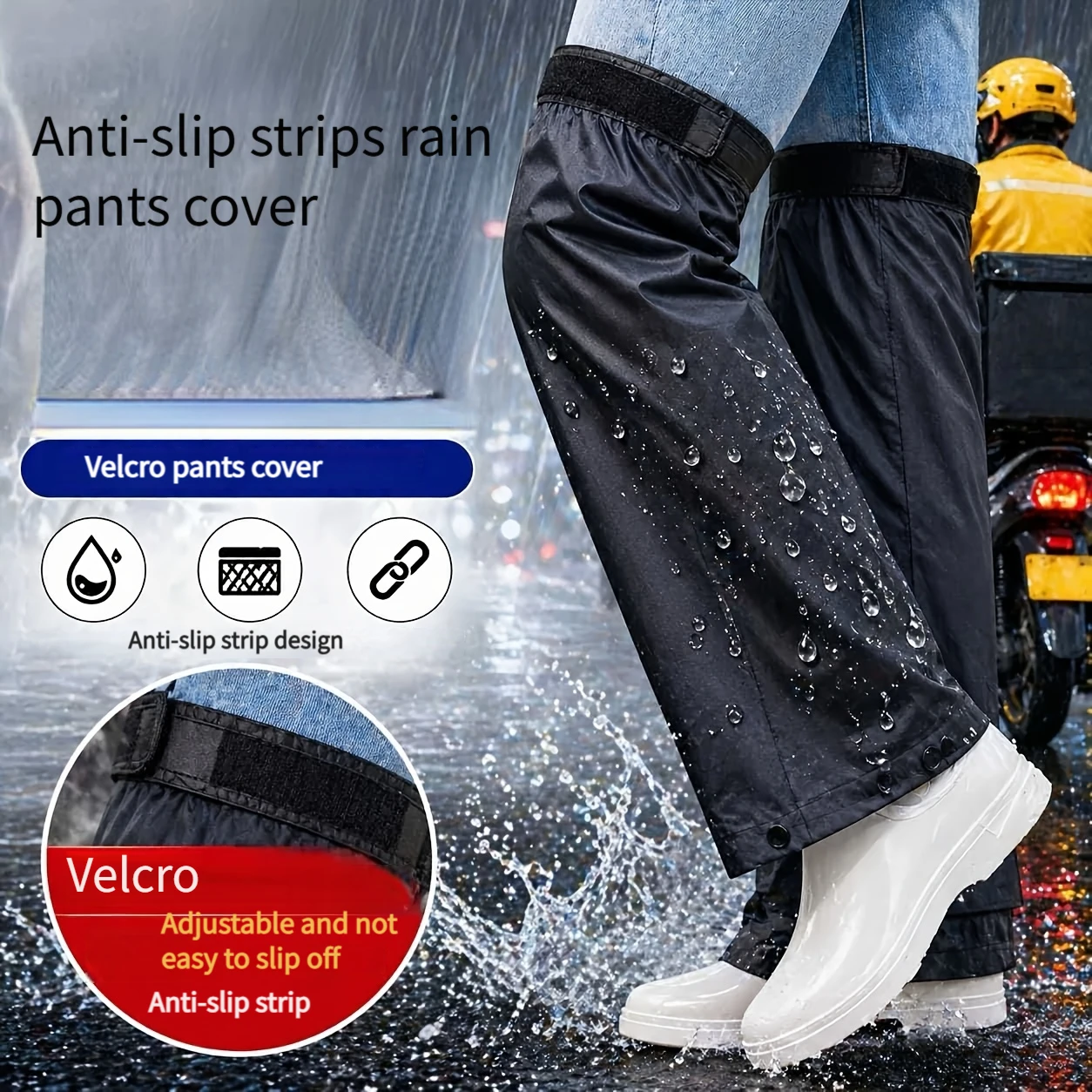 New Adjustable Elastic Leg Pads for Cycling And Hiking in Rain Suitable for 30-90kg Full Size Range Magic Tape Leg Covers
