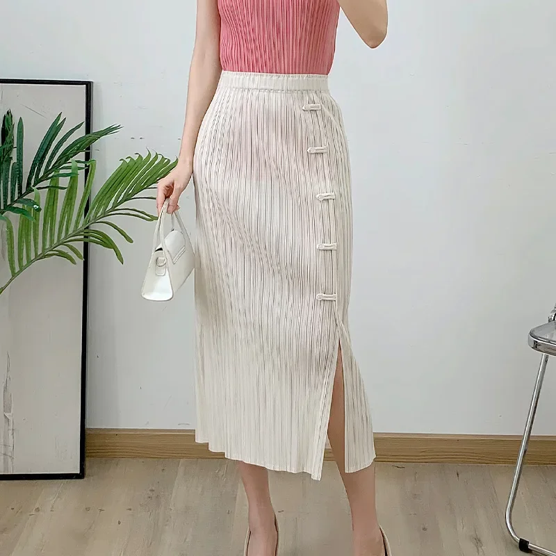 

Pleats Open Pleats High Waisted Package Hip Half-body Skirt 2024 New Fall Step Skirt with Top Pleated Half Skirt Women Clothing