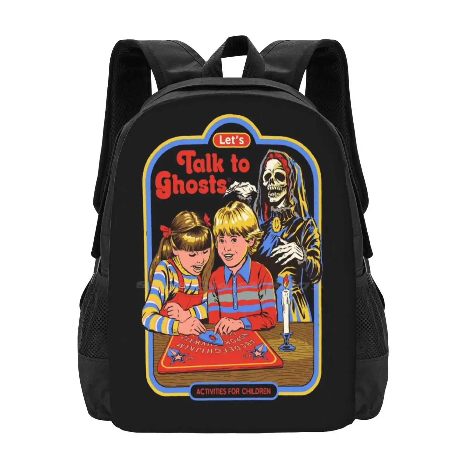 Let'S Talk To Ghosts Teen College Student Backpack Pattern Design Bags 70S Vintage Nostalgia 80S Funny Horror Retro Humor