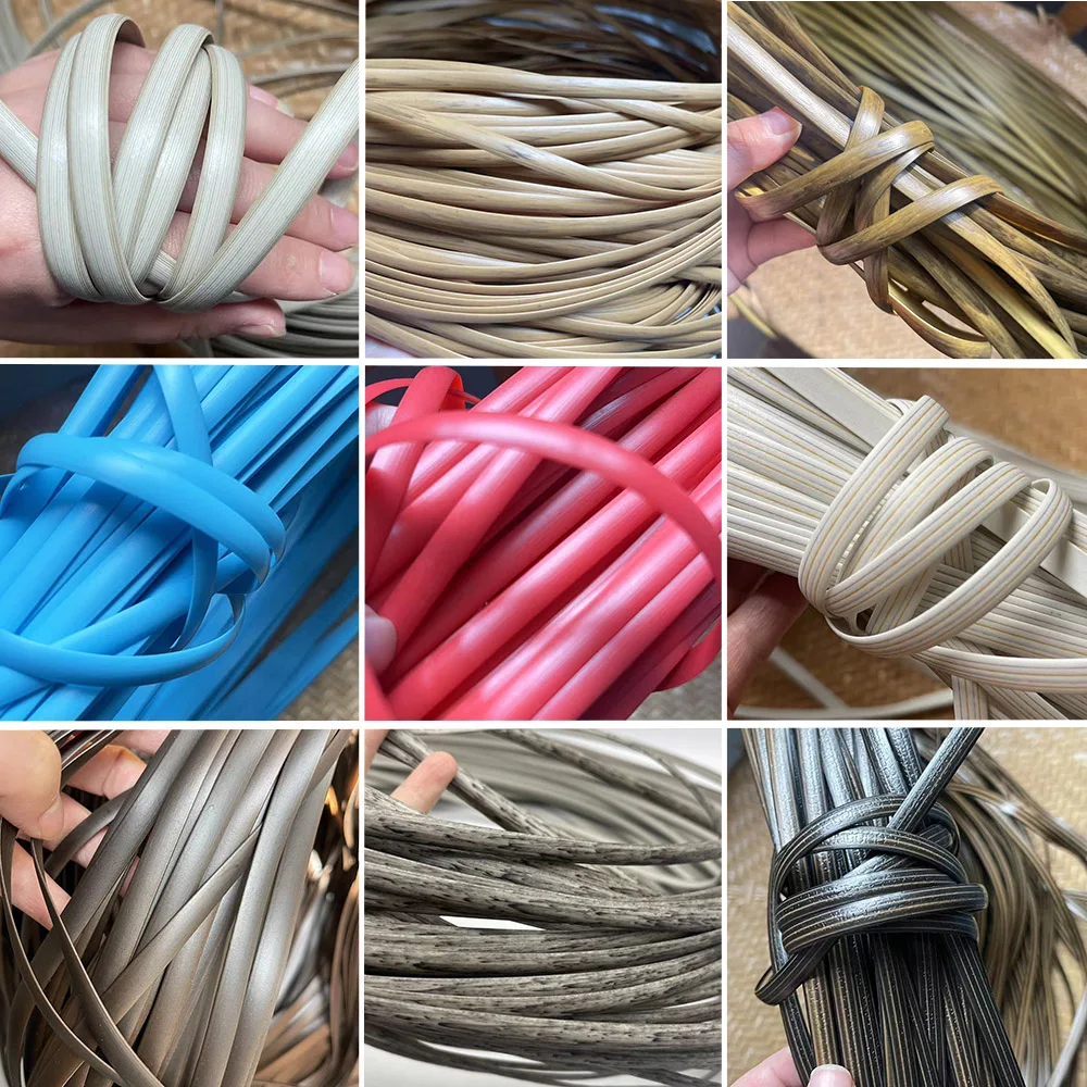 70M 500g Meters PE Gradient Flat Synthetic Rattan Material Roll Handmade Weaving Rope Repair Furniture Bed Sofa Chair Table Bask