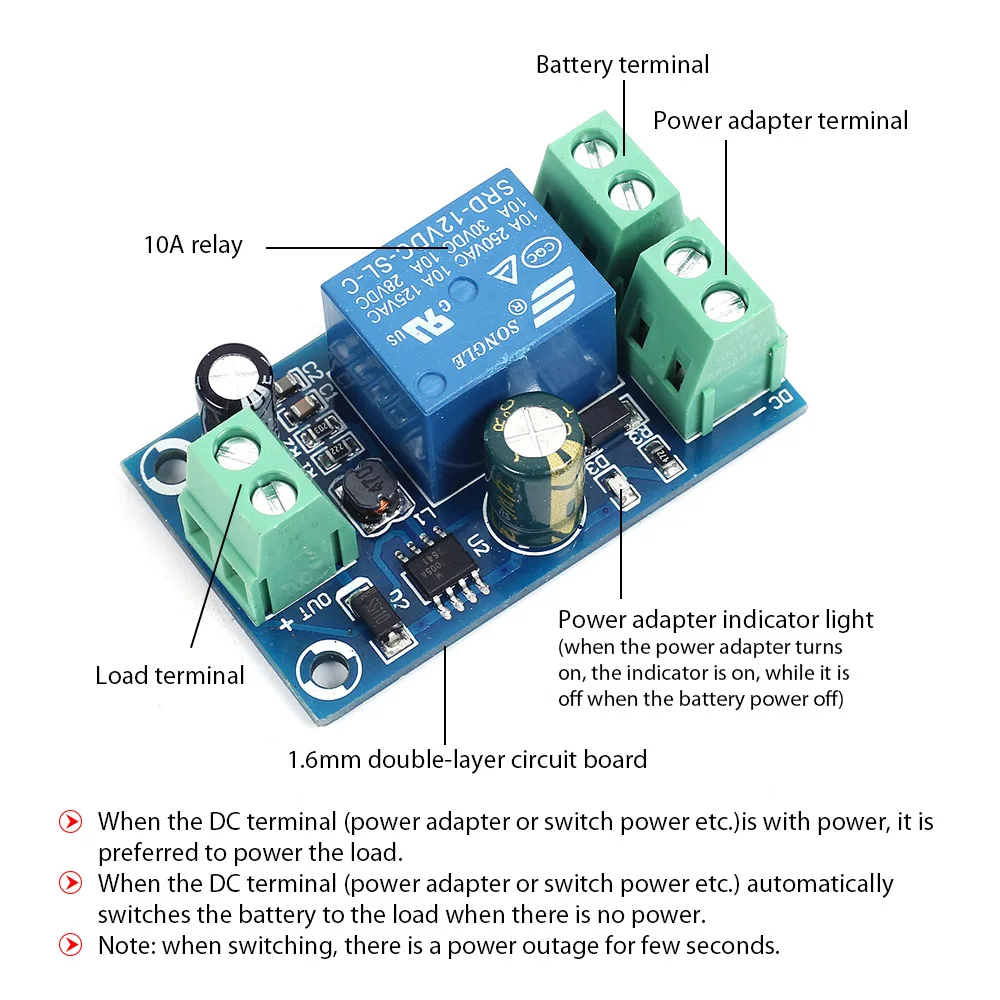 Battery Charge Discharge Protection Module Auto Switching UPS Emergency Battery Power Supply Control Board DC 12V 24V 48V