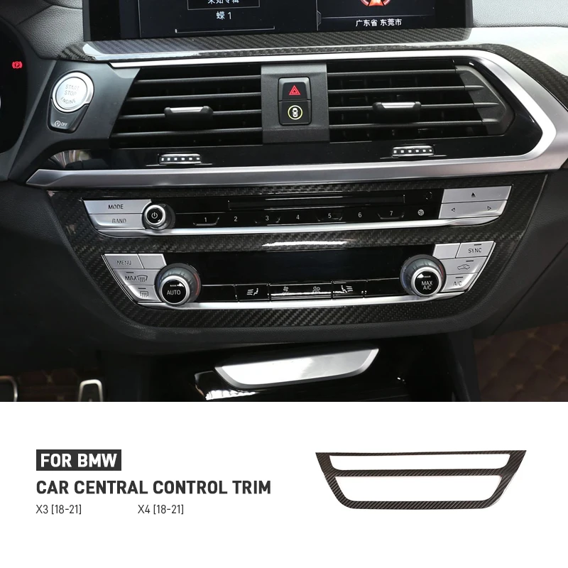 

Dry Carbon Fiber Car CD Air Conditionin Switch Button Panel Frame Trim Sticker Accessories Cover For BMW X3 G01 X4 G02 2018-2021