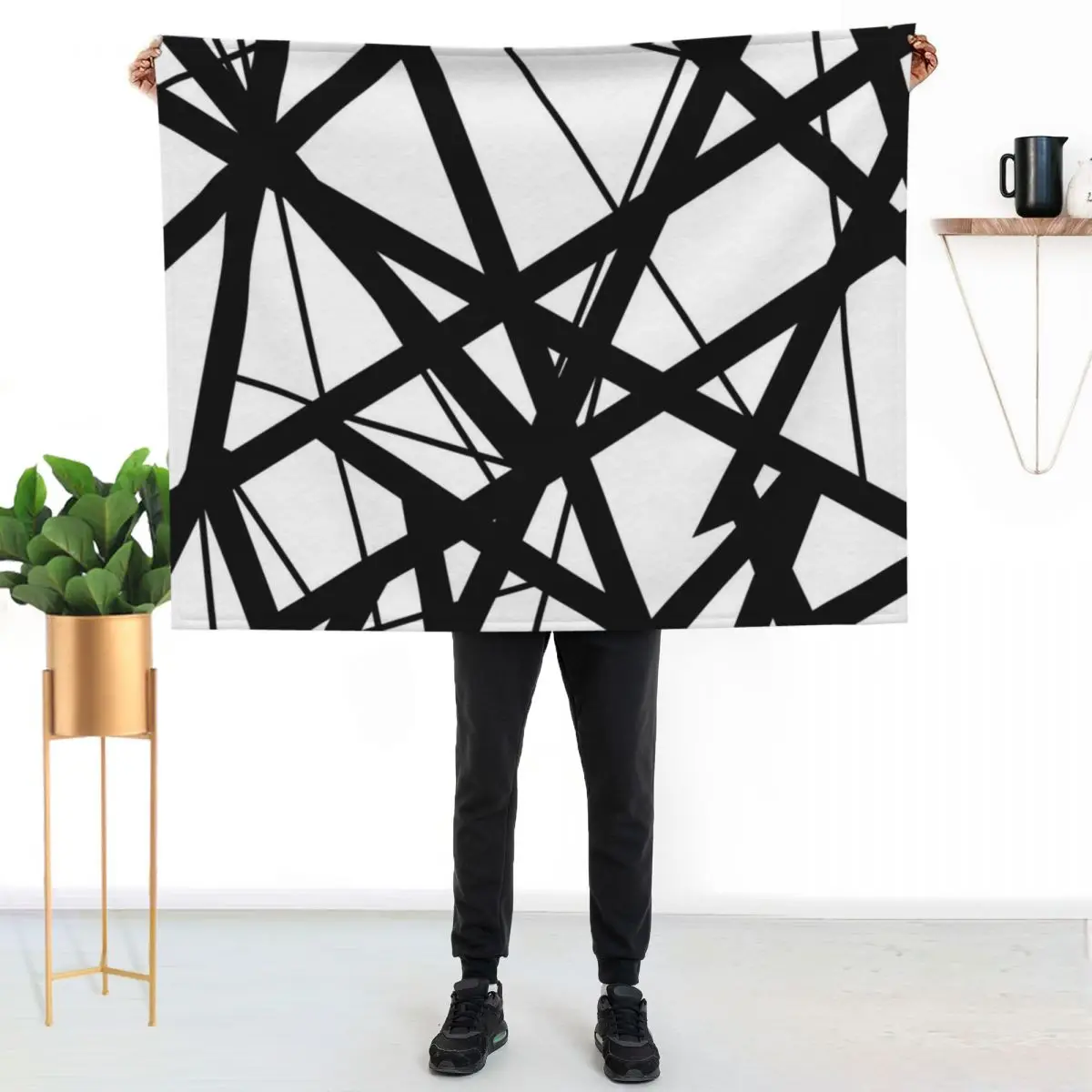 EVH: authentic Black & White Stripes design (pure white) Throw Blanket manga funny gift Stuffeds anime Flannel Hair Blankets
