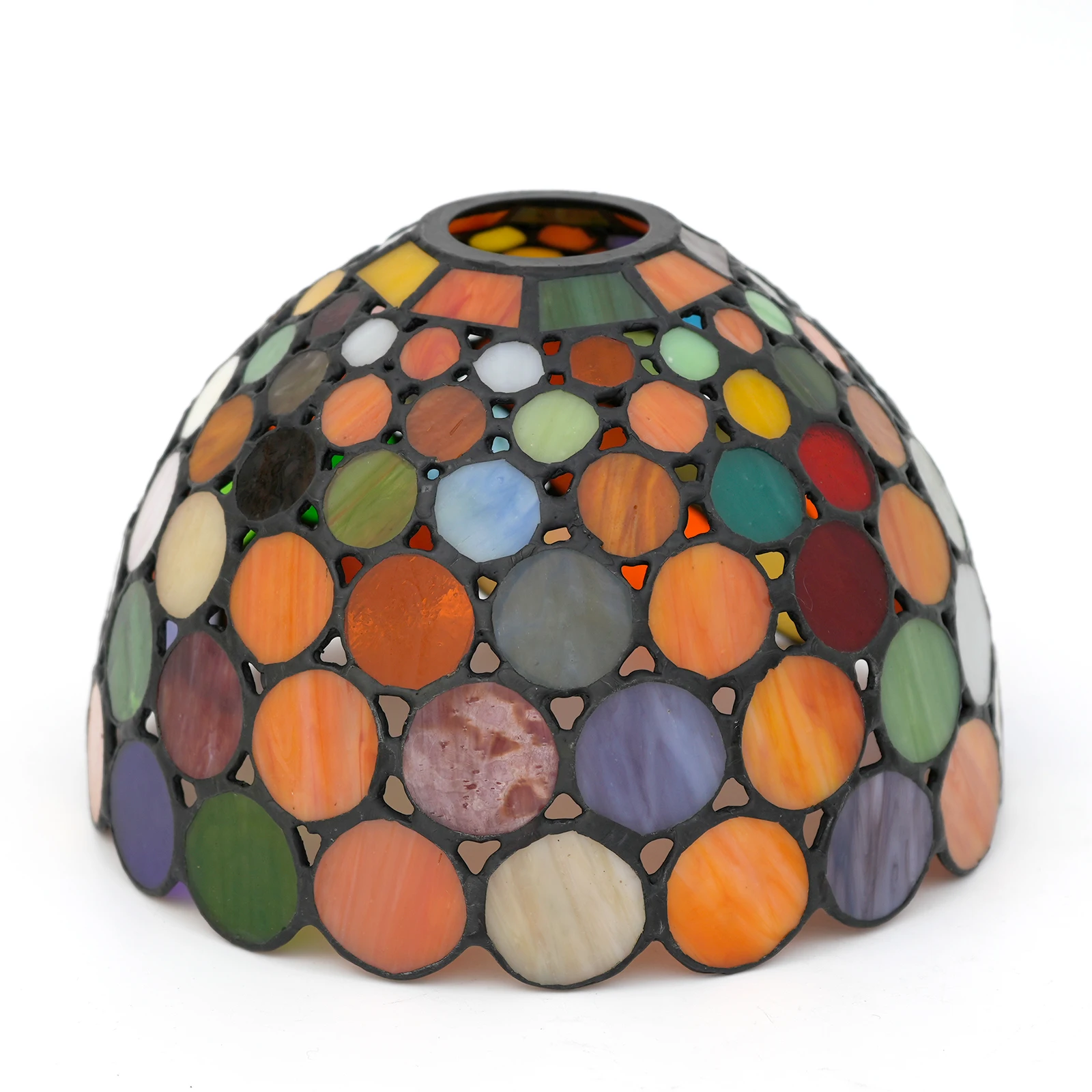 8 inch(20CM) Multicolored Tiffany Style Lamp Shade Vintag Stained Leaded Glass Lampshade for Table Pendant Replacement