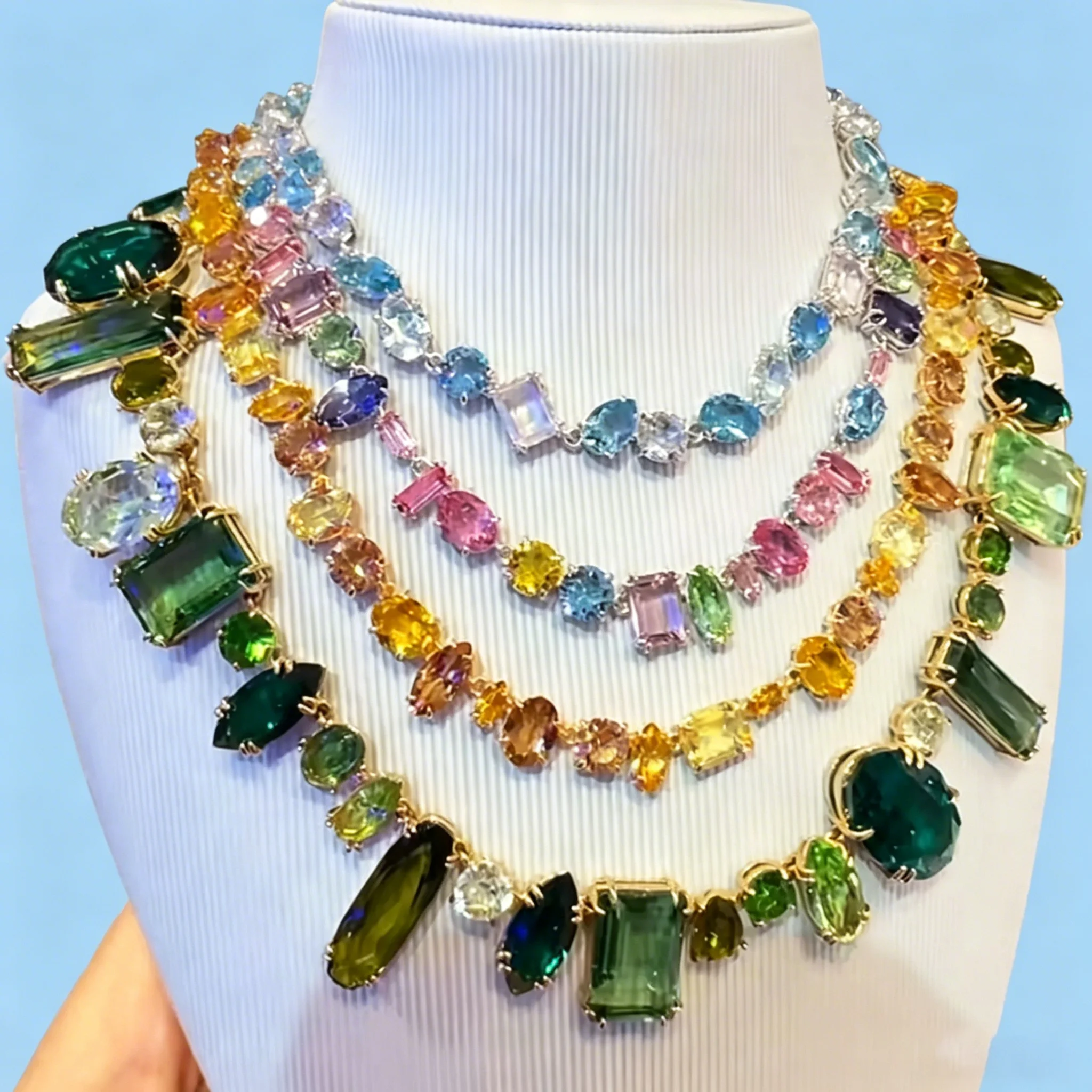 

2026 Candy Series Green Pink New Caramel Luxurious Crystal Necklace Earring High Quality Party Exquisite Gifts for Women