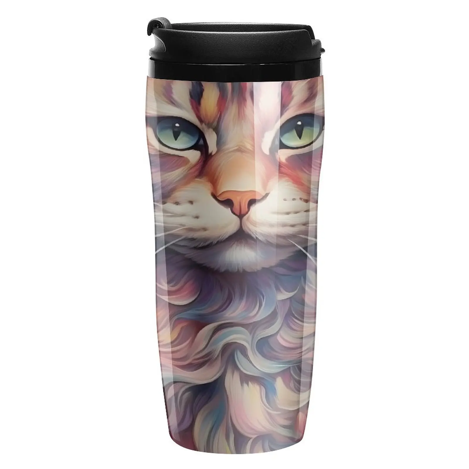 Cat Clouds Psychedelic Coffee Mug to Go Flower Print Beach Custom Gift Water Bottle Keep Heat Plastic 350ml Plastic Cup