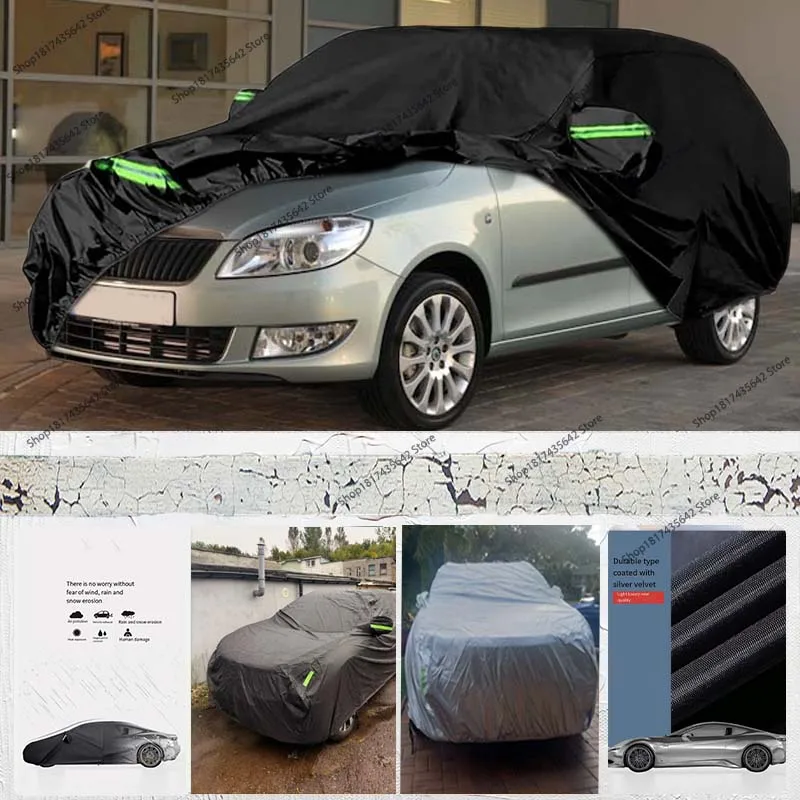 

Защитный полный автомобильный чехол для Skoda Fabia 2014-2024 210D, уличные полностью автомобильные чехлы, всепогодные, водонепроницаемые, ветрозащитные, защита от солнца