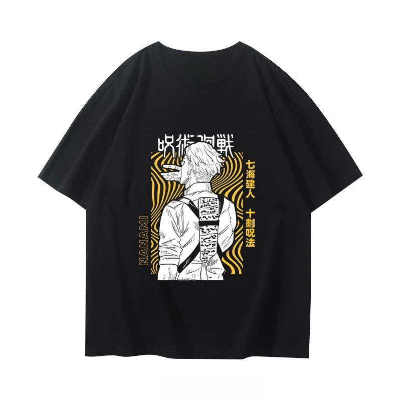 الإملائي مرة أخرى للرجال الحرب الصيف تي شيرتات قصيرة الاكمام الرجال Wujo Wushu الرسوم المتحركة اليابانية الثانية الأبعاد يوان نصف كم