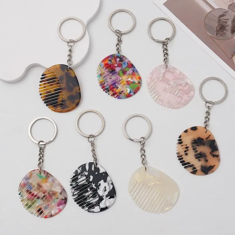 Cute Fashion Creativity Comb Acetate Keychain Anti Static Portable Comb Keychain Creative Backpack Decoration Accessories Gifts